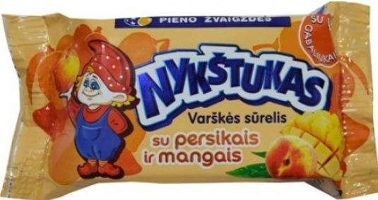 Curd cheese "Nykštukas" with peaches and mangoes, 8%