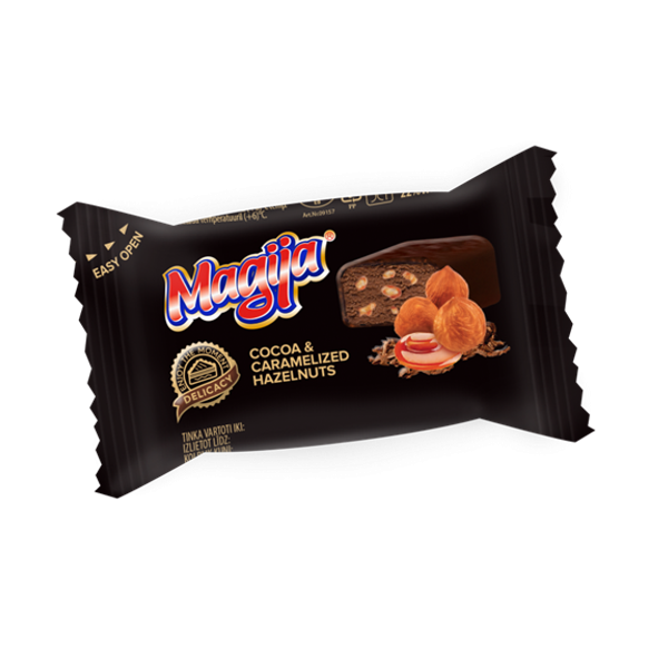 Glazed curd cheese "Magija" Delicacy cocoa & caramelized hazelnuts 24% 45g