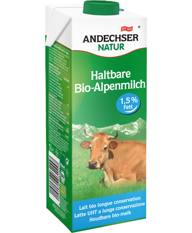 Non-perishable organic Alpine milk, 1.5% 1l