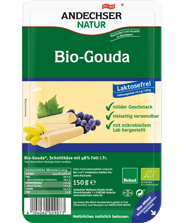 Organic Gouda in slices 48% 150g