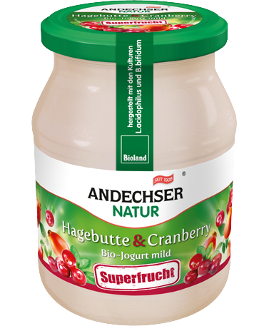 mild organic yogurt  rosehip-cranberry 3.7% 500g