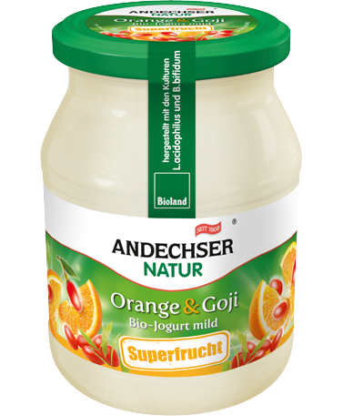 Mild organic yogurt orange-goji berry, 3.7% 500g