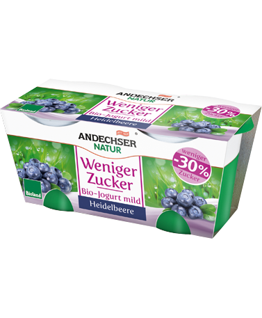 Organic yogurt blueberry sugar-reduced 3.8% 2x125g